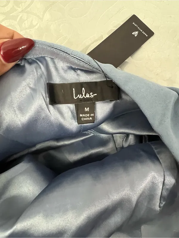 Lulu's Dusty Blue One-Shoulder Ruffle Evening Gown - Image 6