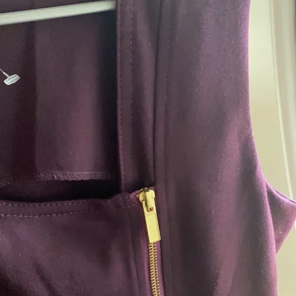 Nina Leonard NWT eggplant zipper‎ dress asymmetric large new plum gold - Image 6