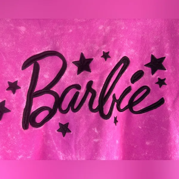 Malibu Barbie XL Pink Sweatshirt with Embroidered Spellout Black Logo - Image 5