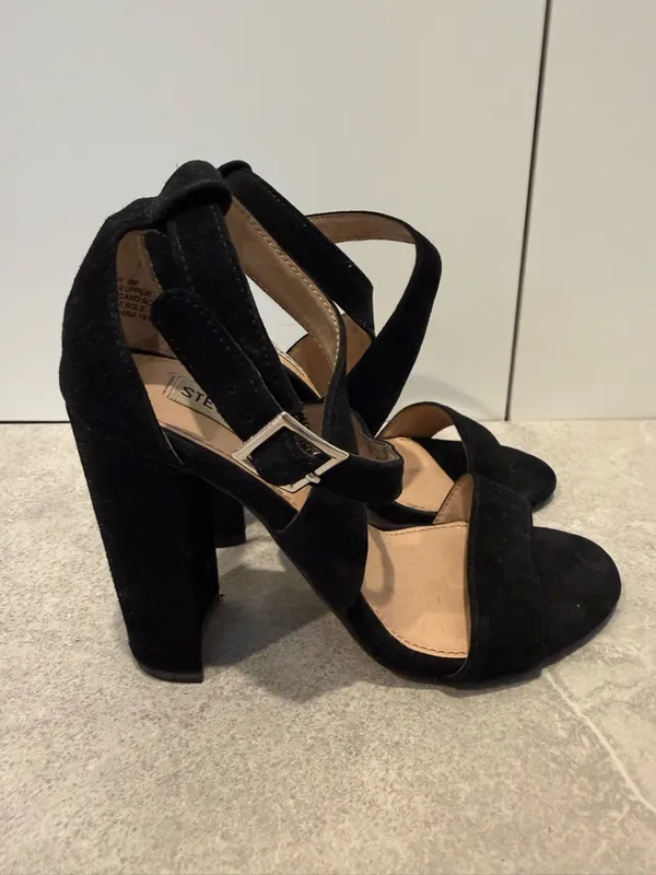 Steve Madden Black Suede Crisscross Ankle Heels - Image 2