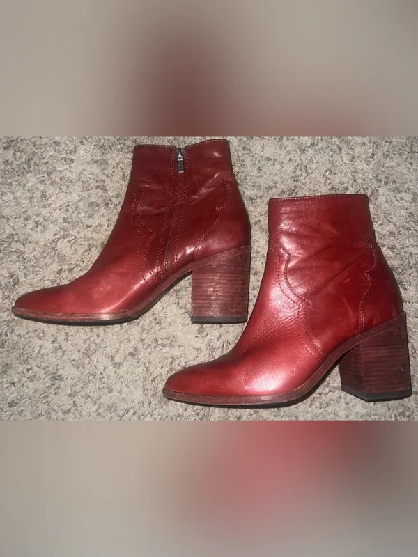 Frye Flynn Inside Zip Short Boots Red Clay Leather Western Festival Boho Size 7 - Image 2