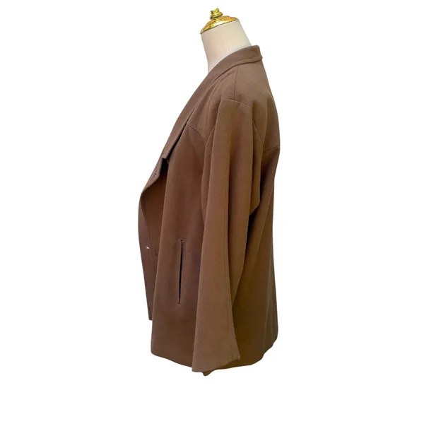 VTG Samuel Martin Pure Wool Coat 4 Tan Double Breasted Shawl Collar Flag Line‎ - Image 4