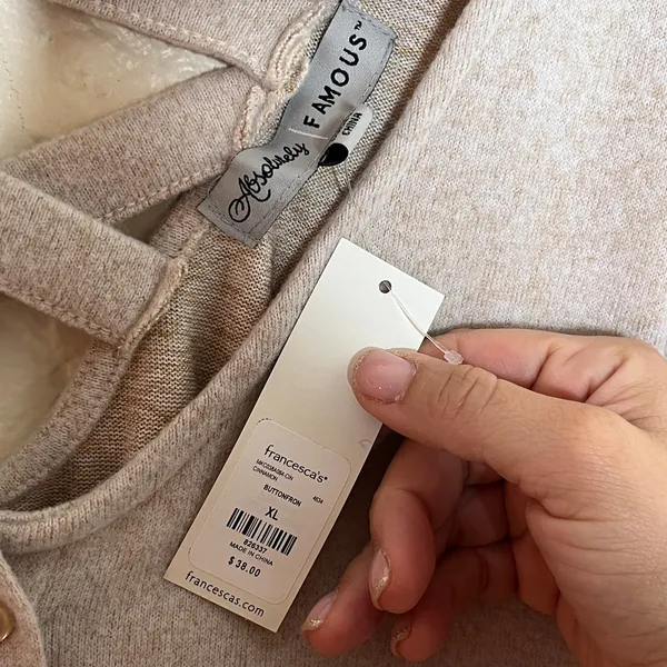 Always Fabulous Cozy Soft Tie Front Button‎ Cardigan Sweater NWT Women Beige XL - Image 2