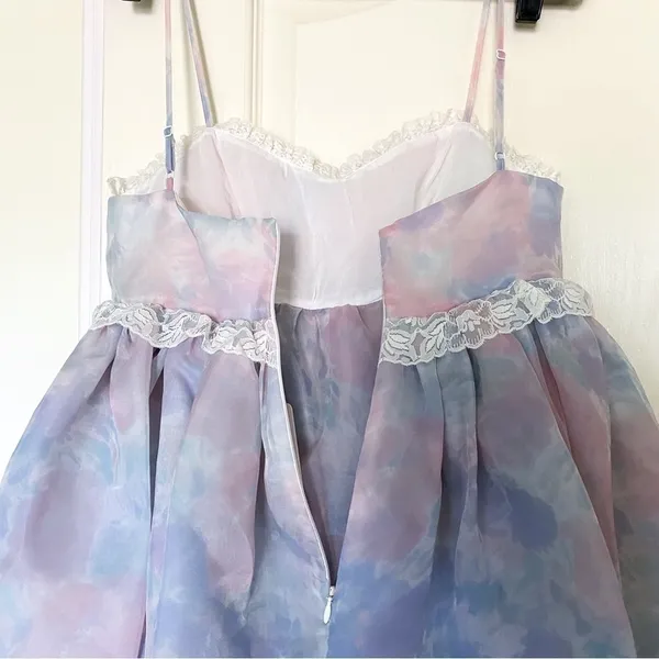 Selkie Dress Rosebud Puff Babydoll Organza Pastel Lace Mini Watercolor S NWT‎ - Image 7