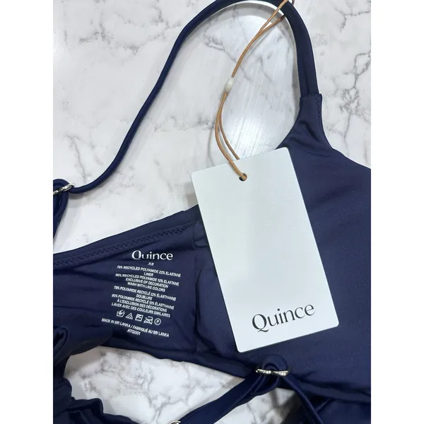 NWT Quince Deep Navy Italian Scoop Neck Bikini Top Size XS - Image 4