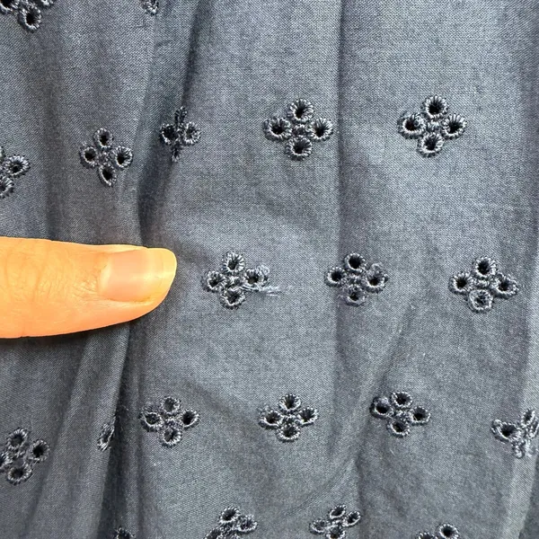 Tommy Hilfiger navy blue sleeveless embroidered hem zip casual knee dress small - Image 6