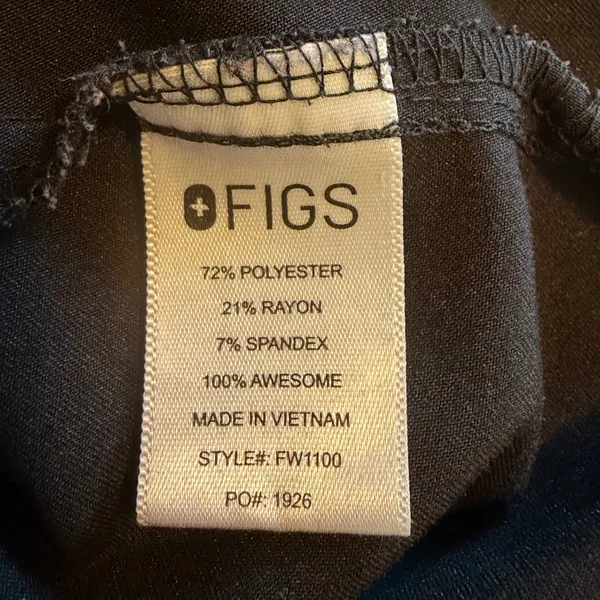 FIGS Technical Collection Black V-Neck Scrub Top XXL FW1100 Short‎ Sleeve - Image 7