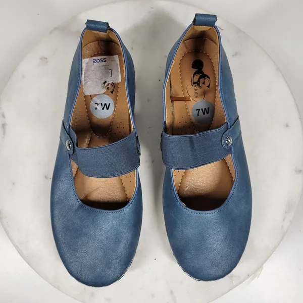 GC‎ Lira Leather Mary Janes Womens 7 Metallic Blue Closed Toe Shoes - Image 14