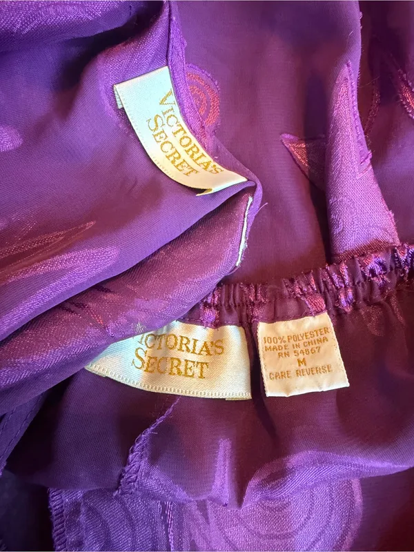 Victoria's Secret Gold Label Purple Pink Star Print Pajama Set Medium Women's - Image 5