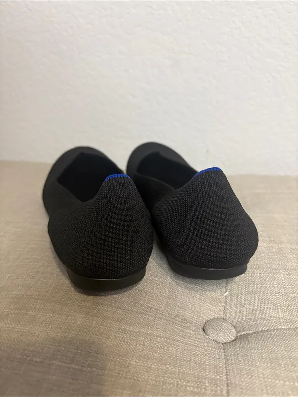 Rothy's Black Knit Slip-On Loafers with Blue Interior Trim 7.5 - Image 3