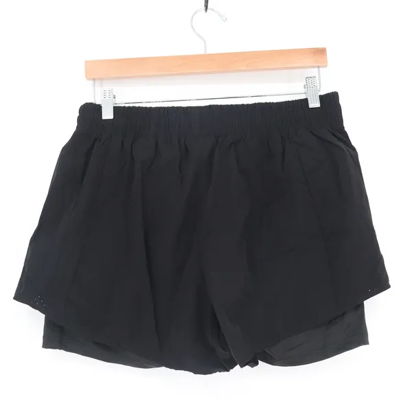 Womens Black 2-in-1 Running Shorts Built-in Liner Zip Pockets Size 8-10 Active - Image 4