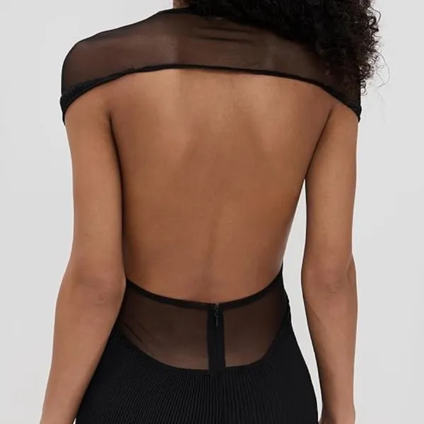 Lioness Black Mesh Mini Dress - Image 2