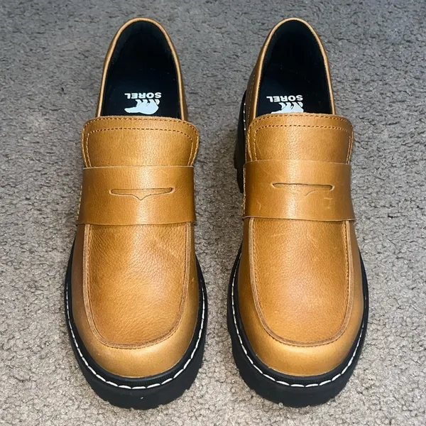 SOREL Joan Now City Loafer‎ Chunky Platform Canyon Gold Black 9 - Image 3