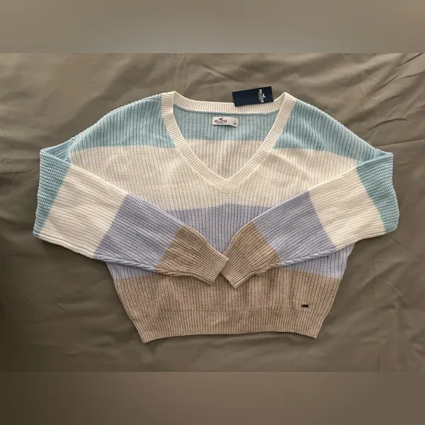 Hollister Striped V Neck Sweater - Image 6