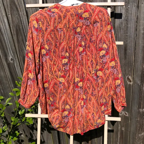 Lucky Brand long sleeve Floral Print blouse L - Image 7