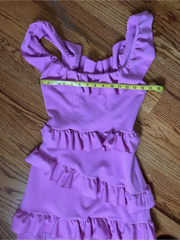 Show Me Your MuMu Greta Pink Lilac Ruffle Midi Dress with Side Slit - Image 6