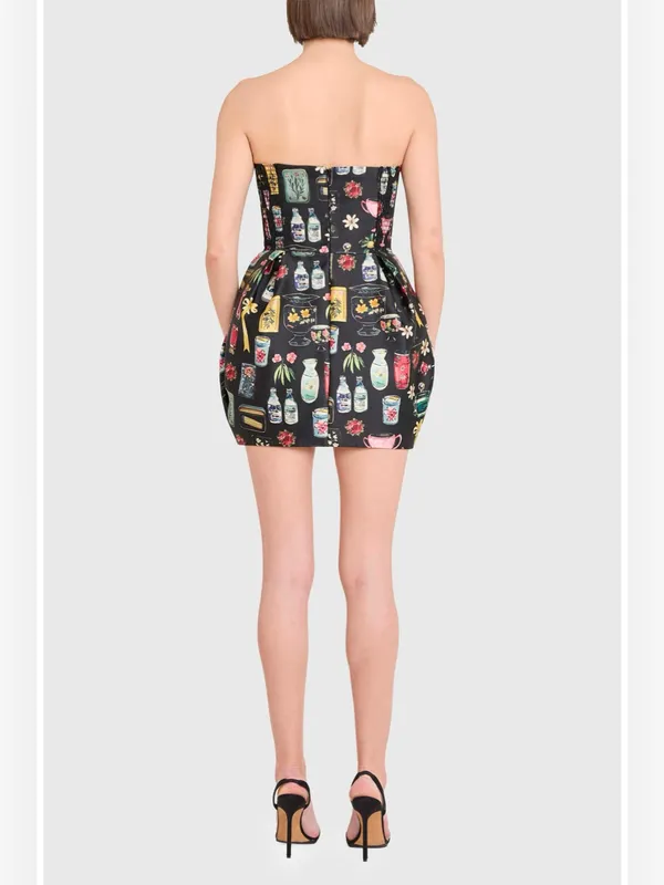 Amanda Uprichard Bowery Mixed Print Strapless Cocktail Minidress Size XS - Image 2