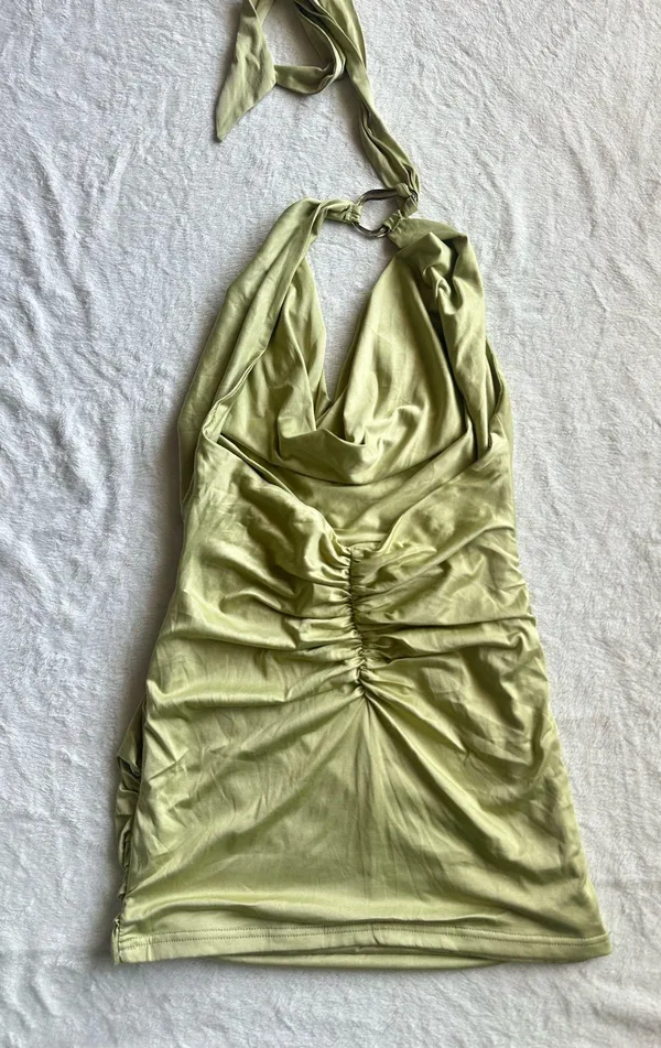 Peppermayo Exclusive - Samara Halterneck Mini Dress - Sage - Image 6