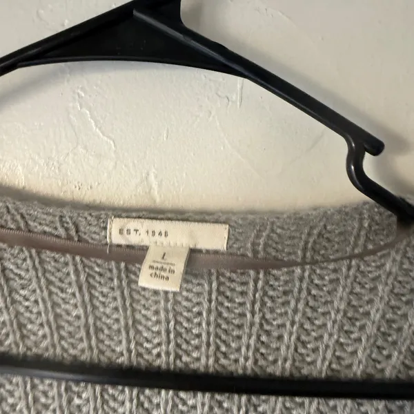 EST 1940 Gray Cable Knit Long‎ Sleeve Preppy Cardigan Sweater L Layering Boho - Image 3