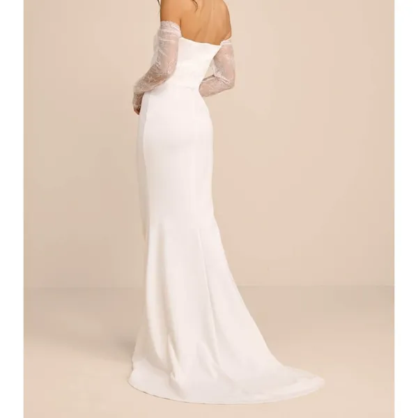 Lulus Lux Bridal NWOT Anabella White Off-the-Shoulder Mermaid Maxi Wedding Dress - Image 3
