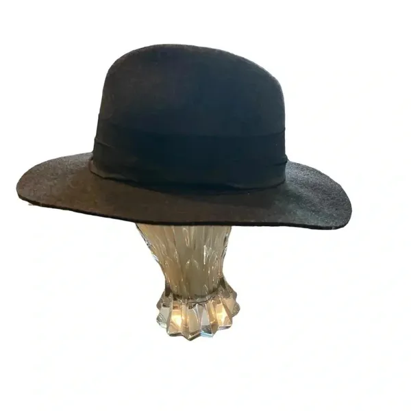 Zara Gray Wool Felt Floppy Fedora Hat Fall Winter classic boho Glam Minimalist - Image 7