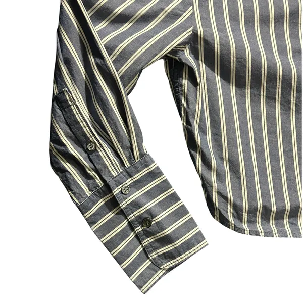 Banana Republic Blue White Striped Cropped Button-Up Shirt XS Cotton Long Sleeve - Image 3