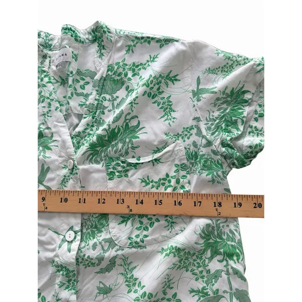 Piyama Pajama Set XS Green White Toile Botanical Rayon Pants Bali Resort #F13-1 - Image 8