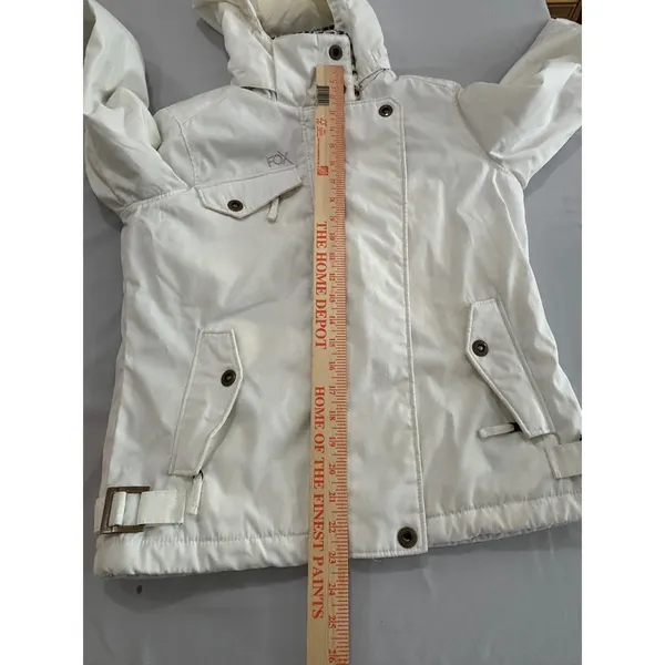 Fox Racing Womens Snow Jacket White Faux Fur Leopard Lining Hooded Small - Image 5