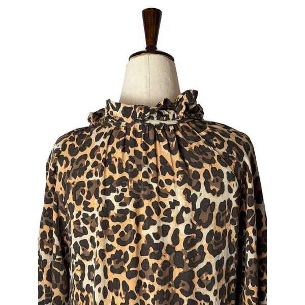 Especia Palmar Leopard Dress Women Small Brown Tassel Tiered Mini Animal‎ Anthro - Image 5