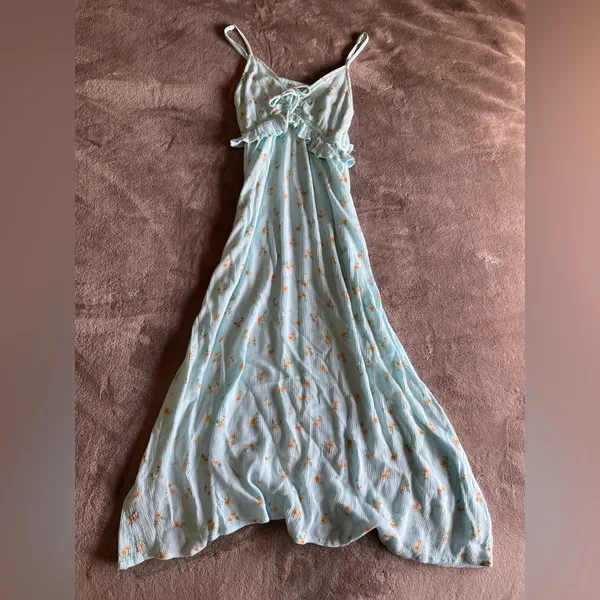BILLABONG Cottage Core Light Blue Sleeveless Maxi Dress Women’s Sz XS EUC - Image 5