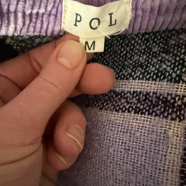 Pol x Anthropologie Purple Fuzzy Plaid Shacket Corduroy Trim Medium. - Image 9