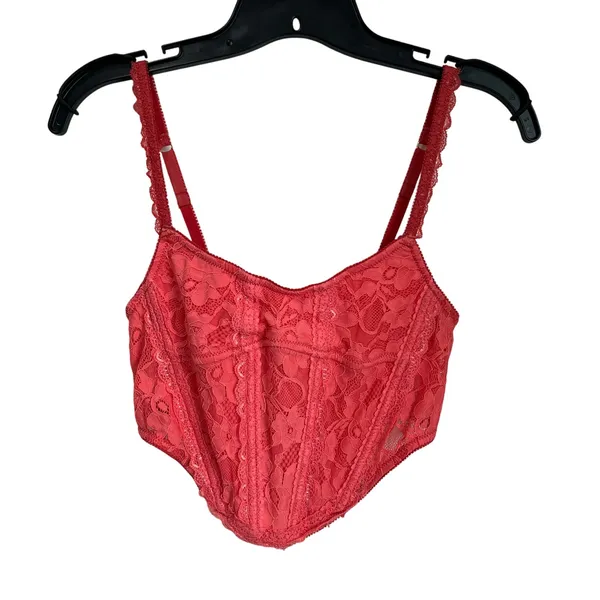 Urban Outfitters Out From Under Lace Corset Coral Bustier‎ Top Size S - Image 2