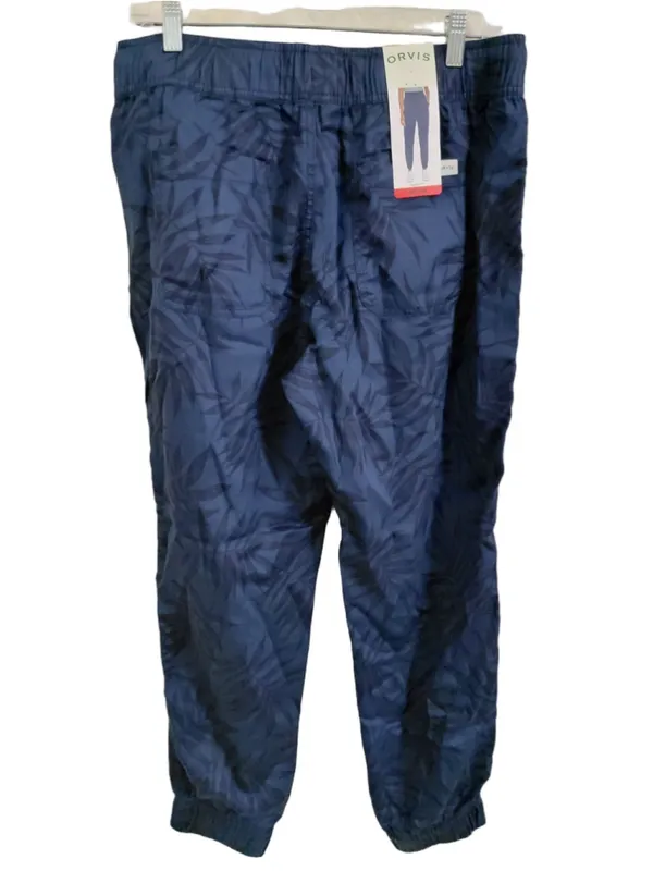 Orvis Blue Navy Leaf Print Jogger Pants M (~18” Waist) NWT - Image 5