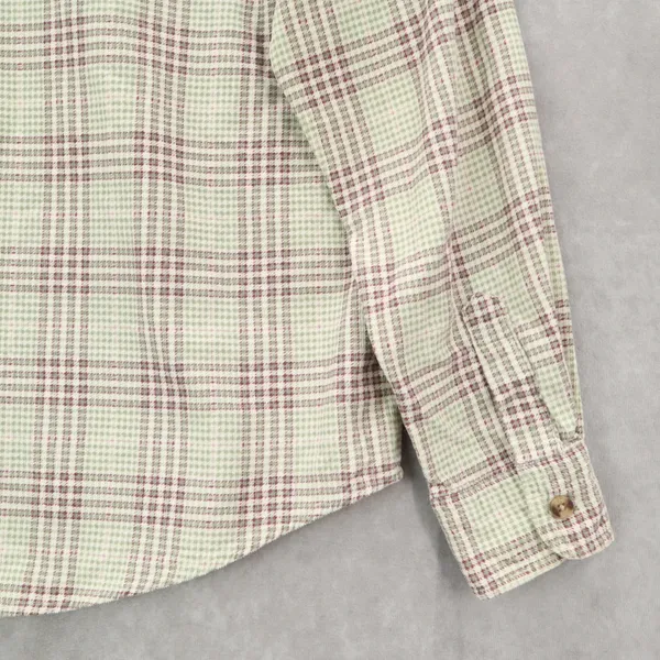 Lee Green Flannel Plaid Long Sleeve Button‎ Up Western Cotton Work Vintage Small - Image 10