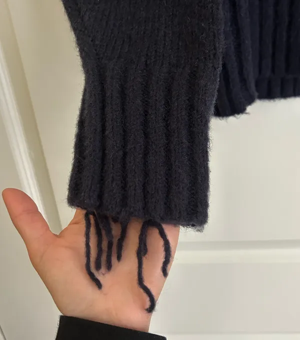 NSF Revolve Kori Wool Blend Fringe Trim Turtleneck Sweater Navg - Image 7