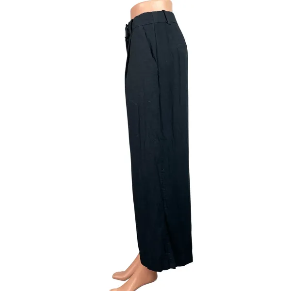 Abercrombie & Fitch Women's Dark Gray Linen Pleated Wide Leg Trouser Pants Sz 27 - Image 2