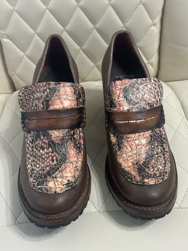 FREEBIRD by Steven Women's Bristol Snake Leather chunky Heel Shoes size 8 - Image 12
