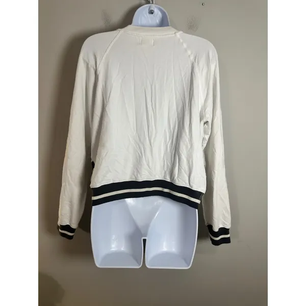 Sundry Anthropologie California Love Heart Graphic Sweatshirt White Grey Striped - Image 9