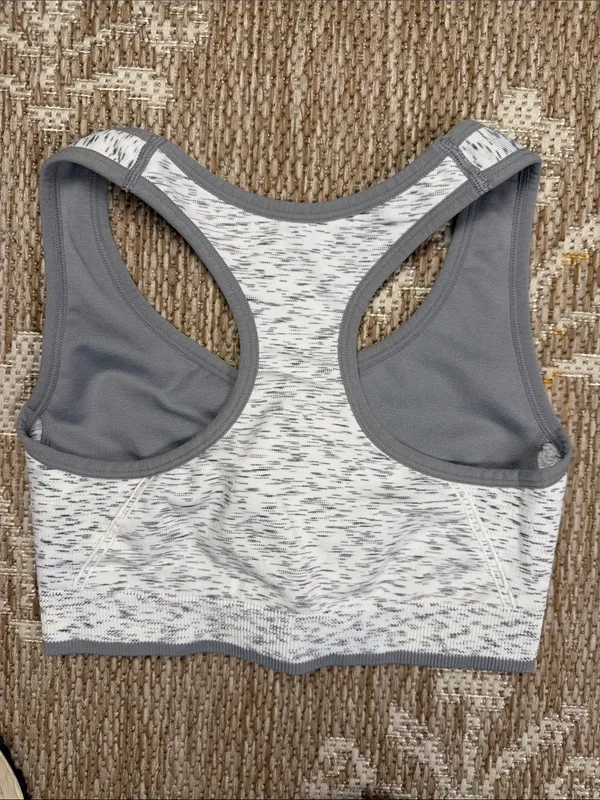 Avia Women's Front-Zip Sports Bra in Gray/White - Image 3