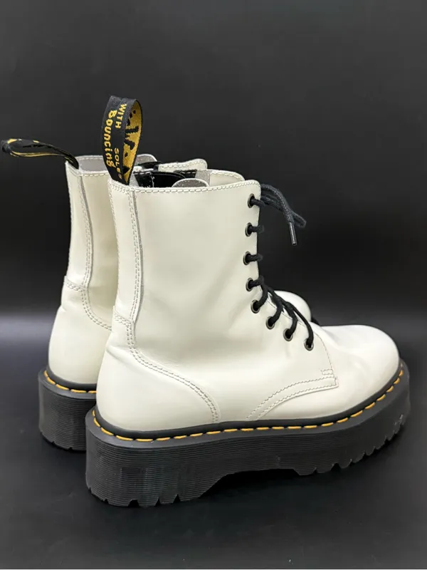 DR. MARTENS Jadon White Leather Chunky Platform Lace Up Boots Women’s Size US 9 - Image 4