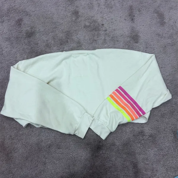 Aviator Nation Vintage White Set Neon 5 Stripe Rugby Sweatshirt and Sweatpants - Image 10