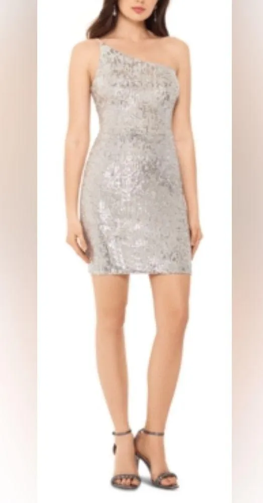 Xscape (with flaws)Size 10 Beige/Tan Underlay Silver Sequin 1 Arm Party … - Image 3