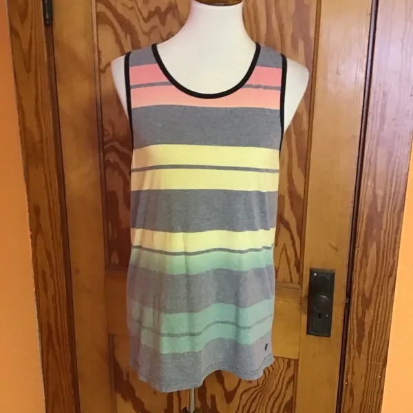 Hang Ten Striped Tank Top Medium Surfer Beach Y2K Skate Cali Casual Tank - Image 7