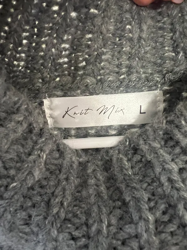 Gray Wool Mockneck Sweater Size L - Image 2