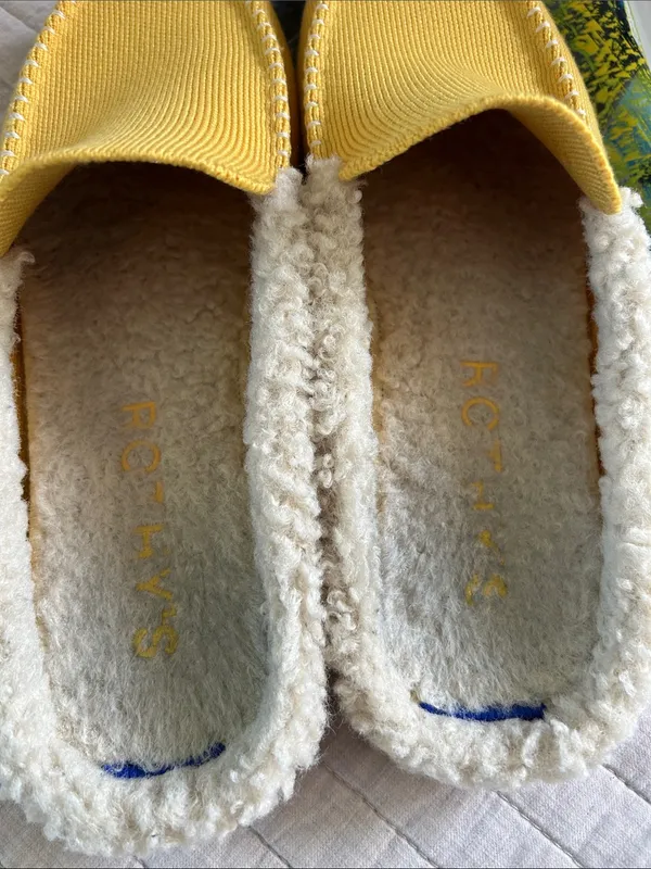 Rothy’s Scuff Sherpa lined wool mule Slippers in Popcorn yellow 8 washable - Image 7