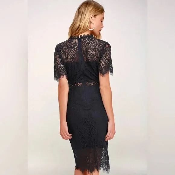 Lulus midi lace cocktail navy dress - Image 2