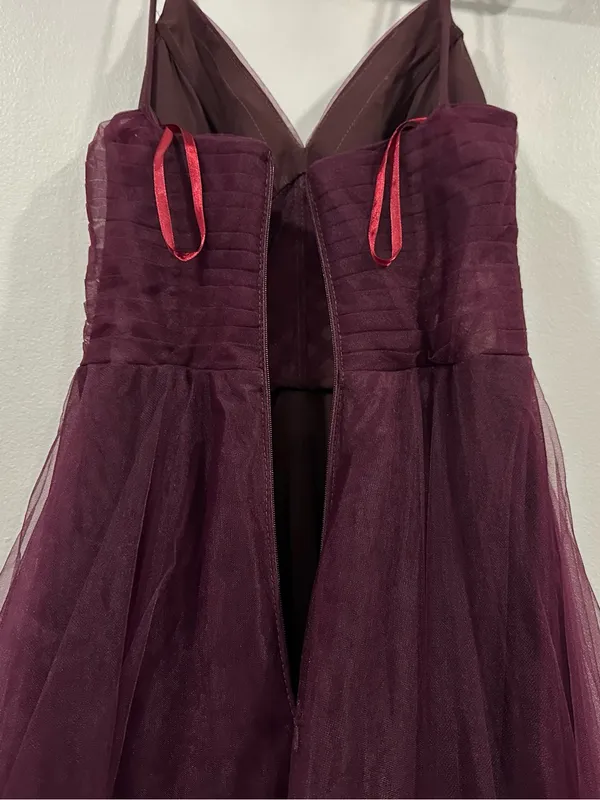 La FEMME 30334 Corset Sheer Bodice Tulle A-Line Gown In Dark Berry 4 FLAW - Image 10