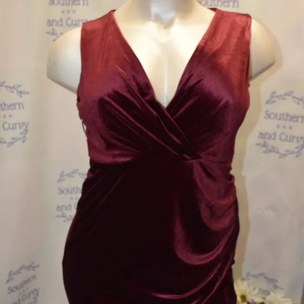NWT Ababalaya Burgundy Velvet Maxi Dress (Formal) Size XXL - Image 3