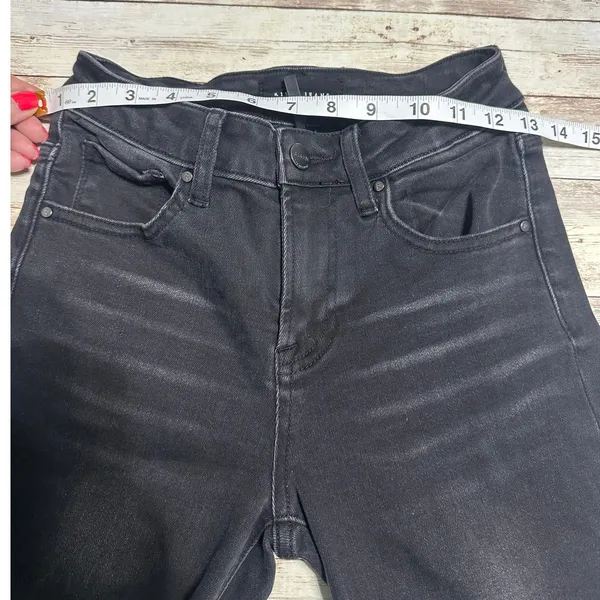 Risen Jeans Mid Rise Slim Straight Black Women's Size 1 25 Waist Stretch - Image 7