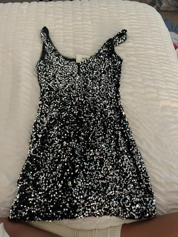 Mable Sequin Mini Dress Black - Image 2